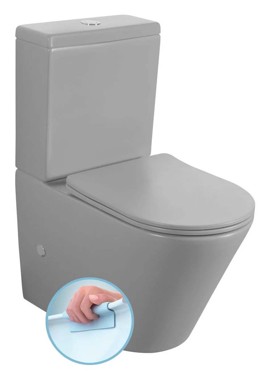 Paco Staand Toiletpot Rimless 38,0×61,0 cm Keramiek Grijs
