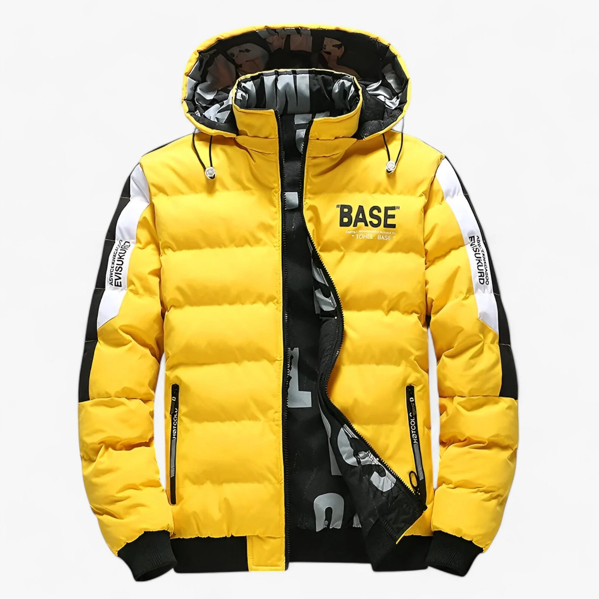 Jack Dames Geel – Herenjacke Herfst-Winter – Warm, Comfortabel Omkeerbaar met Afneembare Kapuze