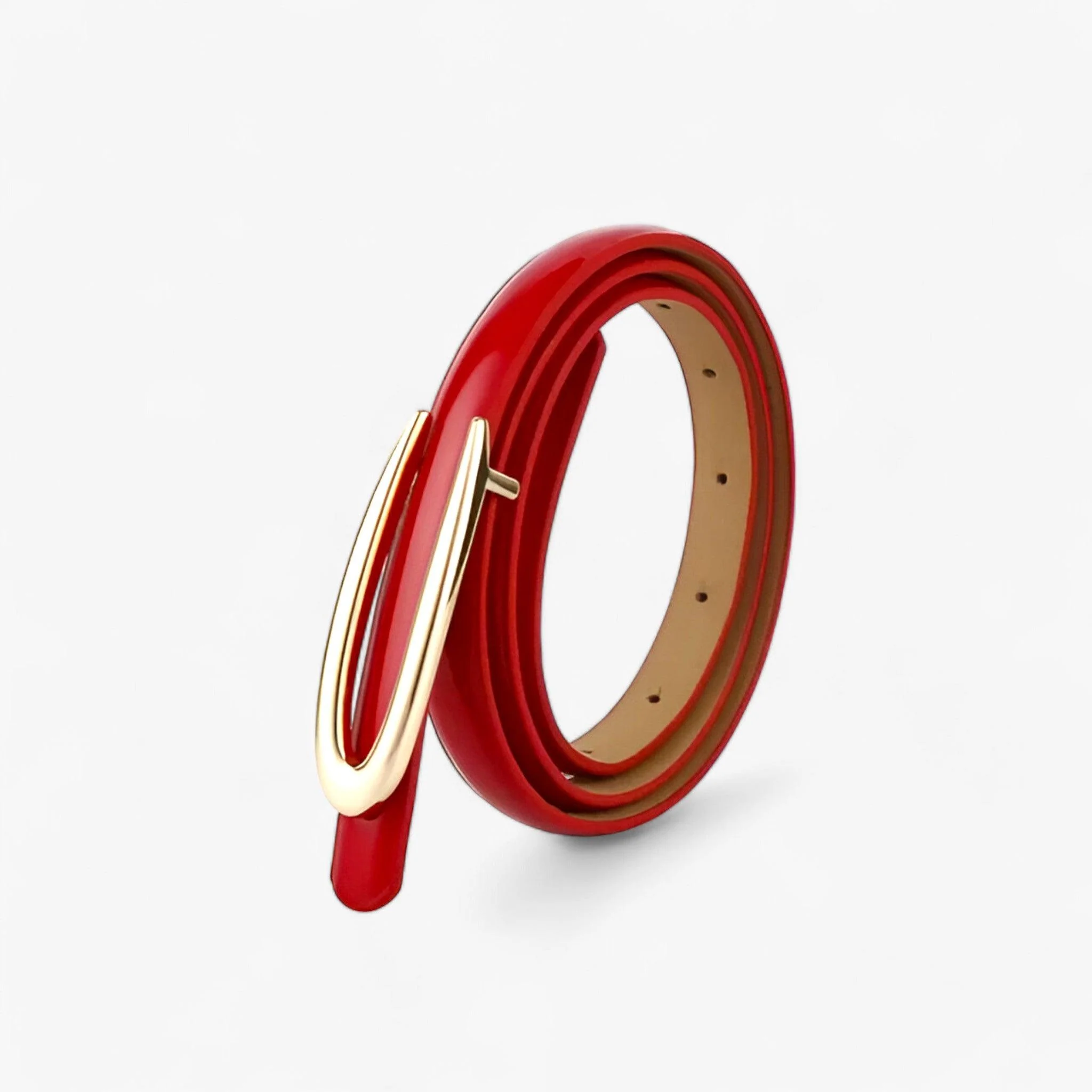 Elegante Jurk Skinne Patenten Leren Riem – Verfijnt Je Look – Rood