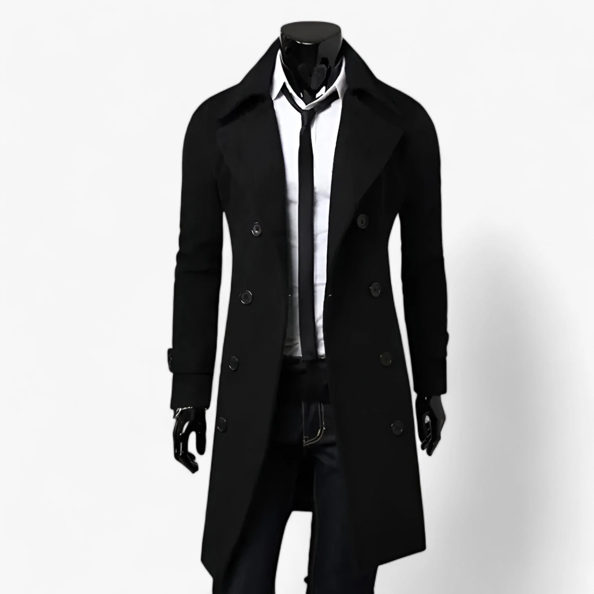 Trenchcoat voor Heren – Thermoregulerende Elegantie Zwart