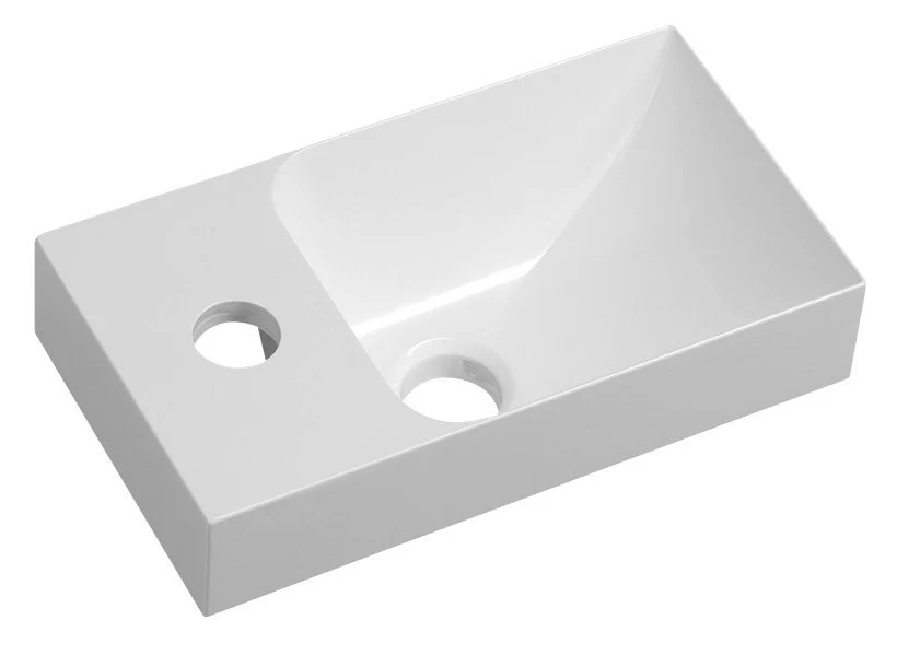 Piccolino Cast Marble Toiletfontein 30,8 x 17 cm Kraan Links Wit Mat