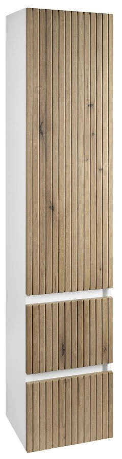 Aqualine Paneda Badkamer Kolomkast 165x35x31 Wit Emperio Eiken