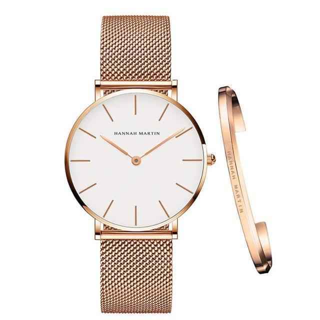Hannah Martin zilverkleurig roestvrijstalen dameshorloge – elegante, trendy Milanese mesh-armband
