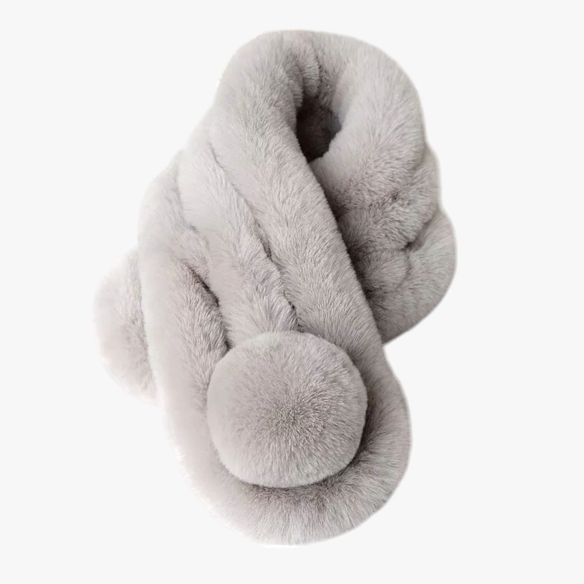 Konijnenbont Sjaal Herfst-Winter – Cozy en Elegante Warmte – Lichtgrijs