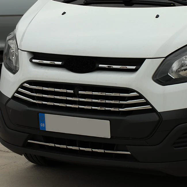 Voor Ford Transit Custom Matte Chrome Front Grille Trims (7 stuks) – MK1 (2012-2018) – Klaar om te monteren