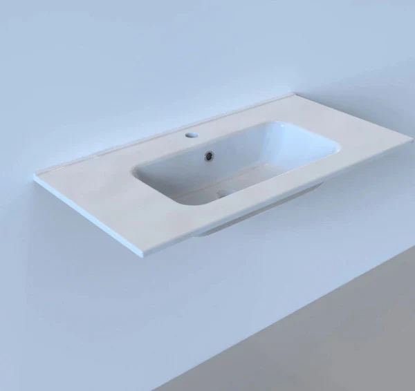 Arcqua Marble Wastafel 90×46 Wit met of zonder kraangat
