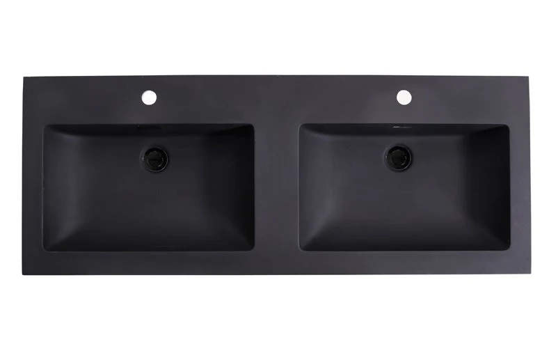 Wastafel 120×47 Quartz zwart met dubbele wasbak Wastafel 120×47 Quartz zwart met dubbele wasbak