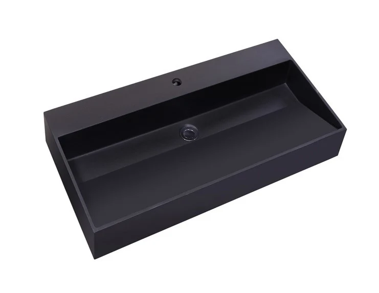 Wastafelblad 80x47cm zwart Quartz Trend Wastafelblad 80x47cm zwart Quartz Trend