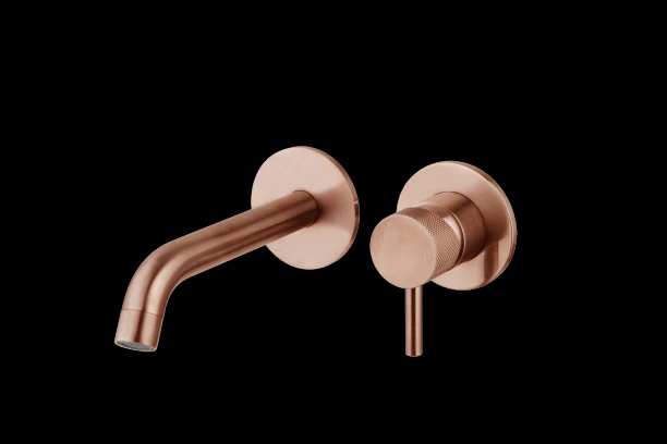 Luzi Wastafelmengkraan inbouw met box rond Brons met geribbeld knop