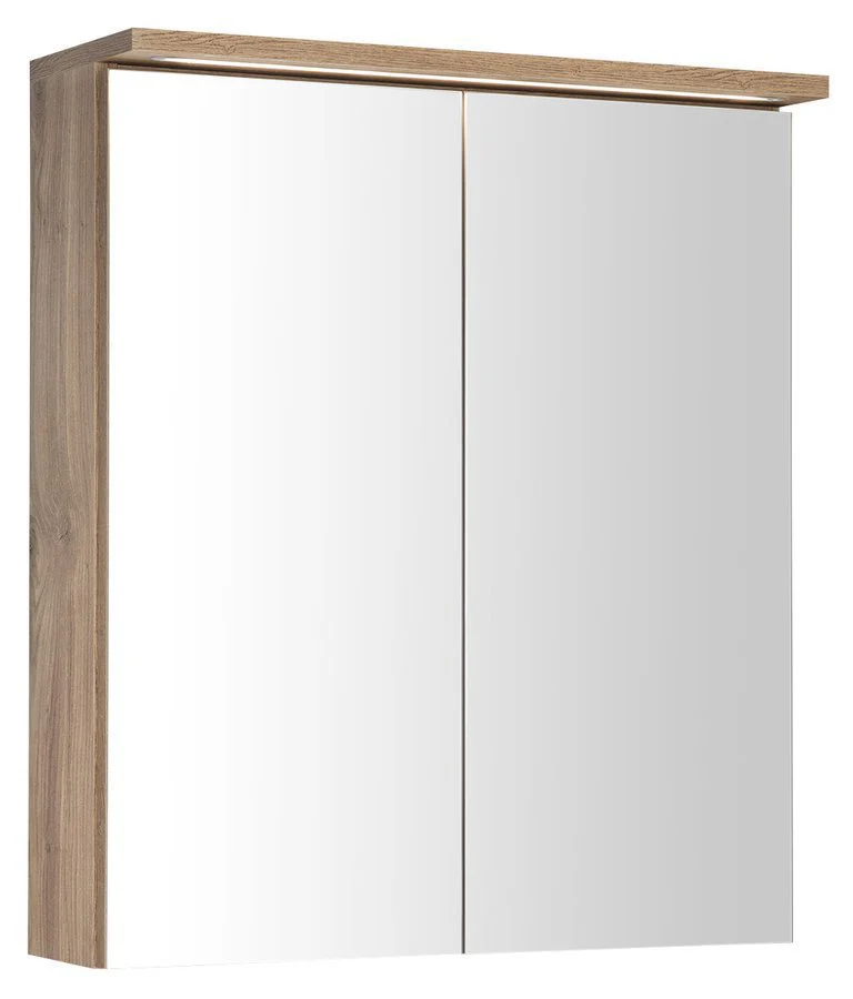 Aqualine Kawa Strip LED Spiegelkast 60×70,4×21,6 cm MDF Gelamineerd Eiken Emporio