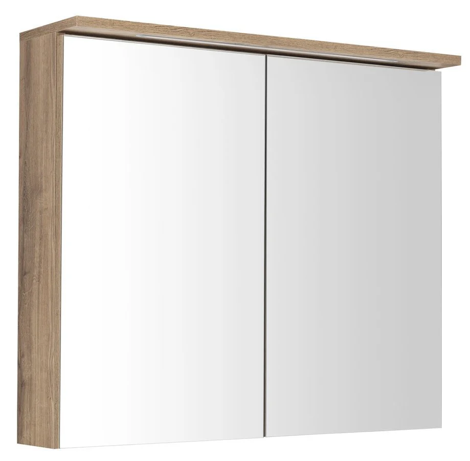 Aqualine Kawa Strip LED Spiegelkast 80x70x22 cm Emporio Eiken