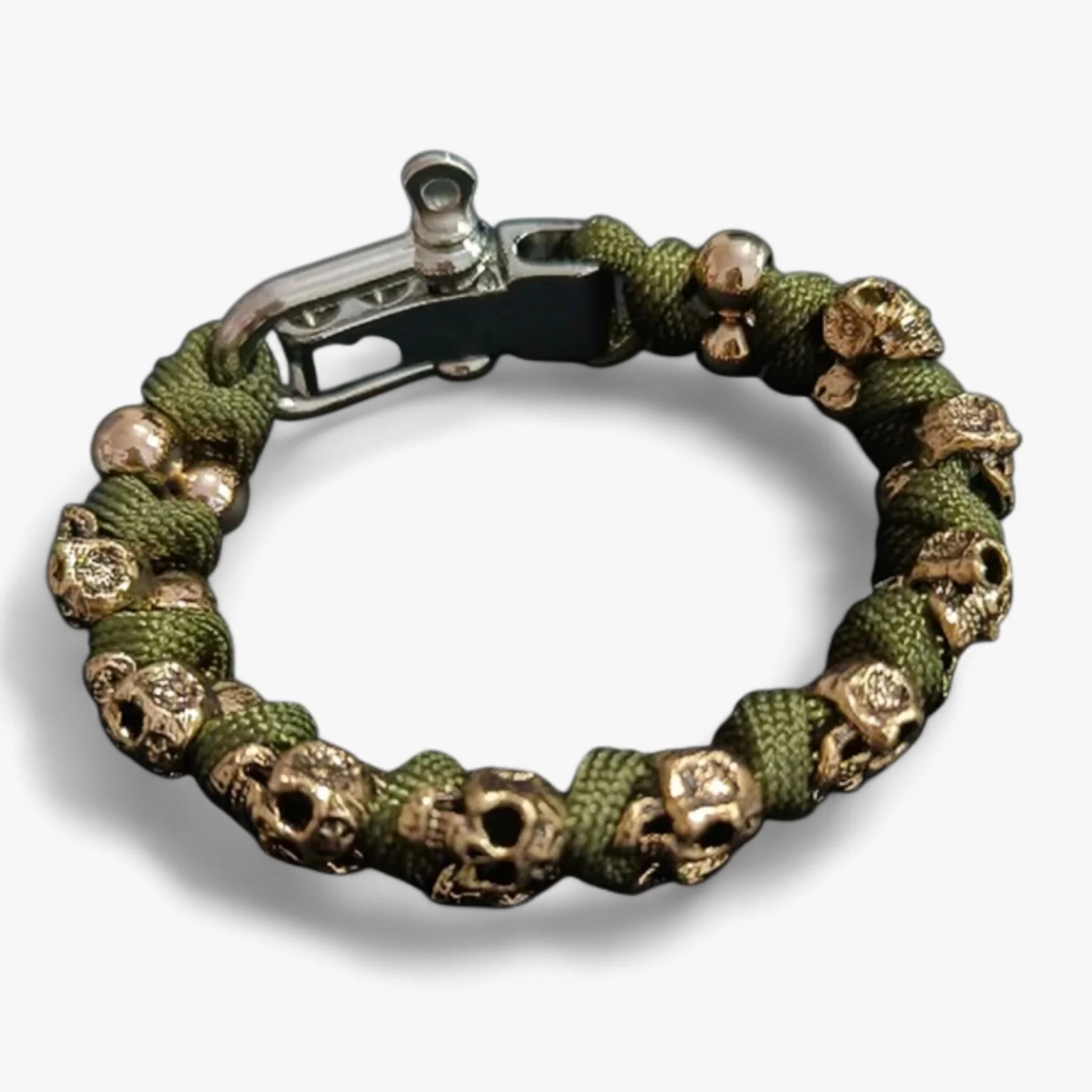 Schedel Paracord Armband Zilver – Leger Premium Stijl – Paracord