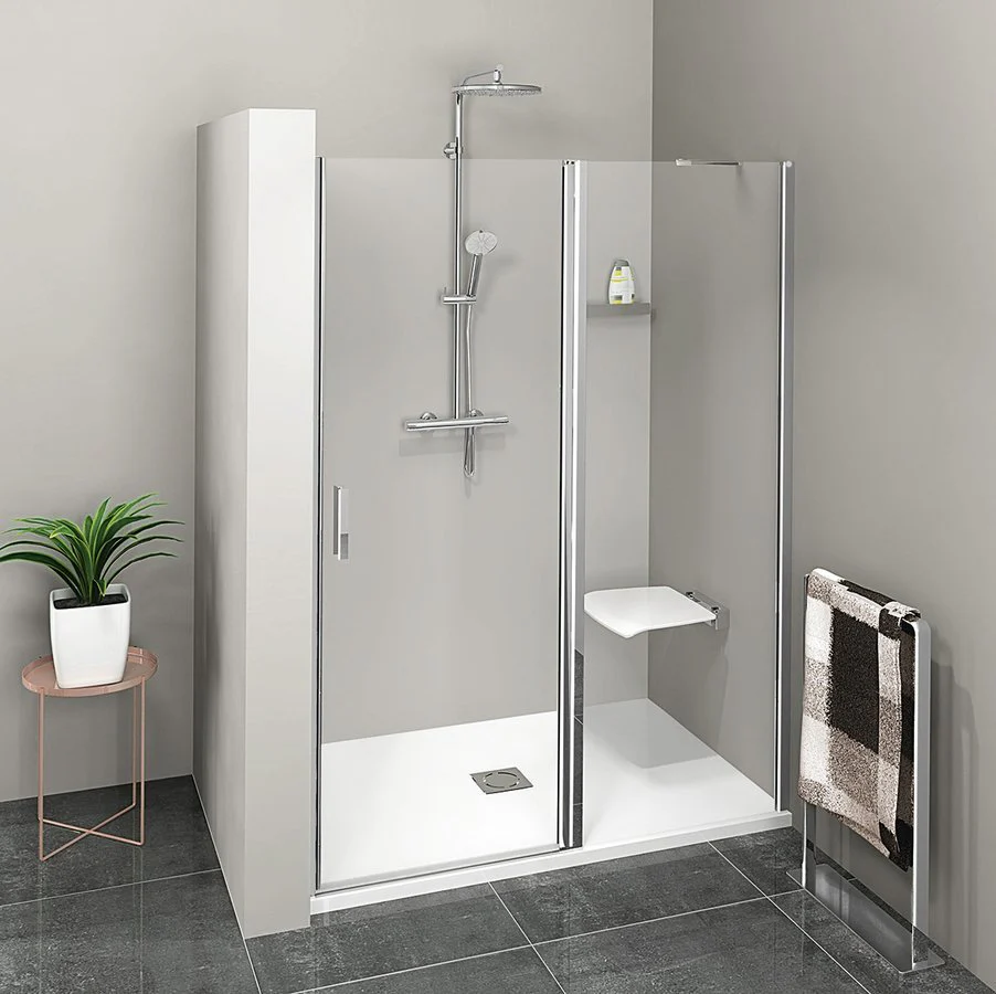 ZOOM Douchedeur Met Vaste Wand 1200mm Chroom ZOOM Douchedeur Met Vaste Wand 1200mm Chroom