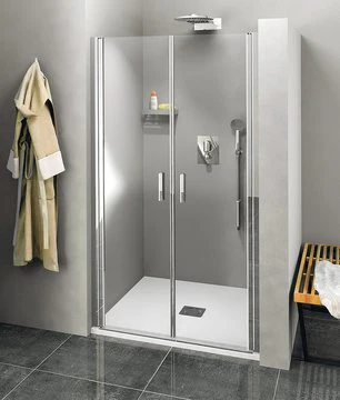 Dubbele nisdeur 120x190cm helder glas antikalk Zoom Line chroom